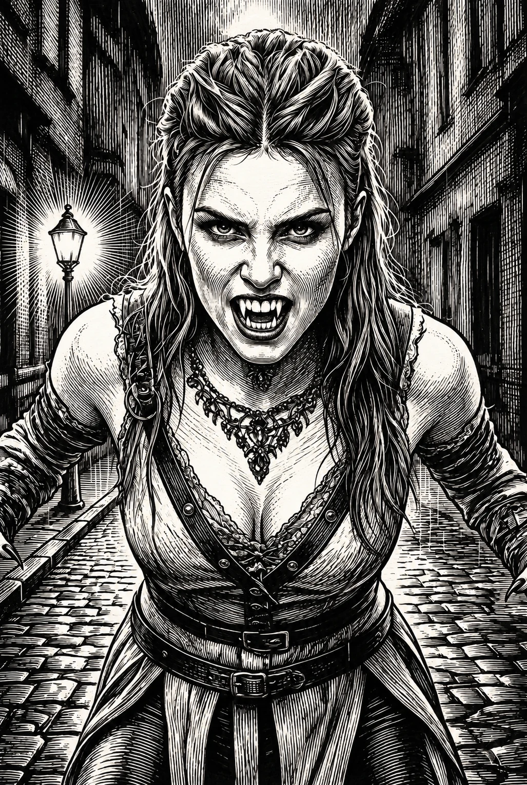 Representação artística da Casa Feral, em gravura de hachura